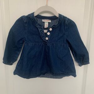 Cat & Jack Indigo Denim Shirt Baby with Pink Buttons
